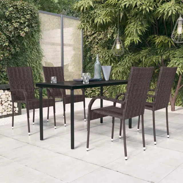 vidaXL 5-delige Tuinset bruin en zwart, foto 2