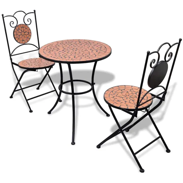 vidaXL 3-delige Bistroset keramische tegel terracotta Bruin
