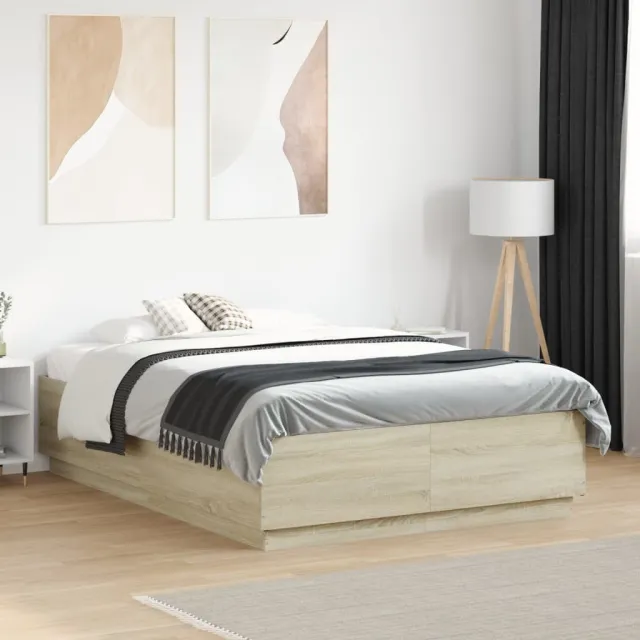 vidaXL Bedframe bewerkt hout sonoma eikenkleurig 120x190 cm Bruin
