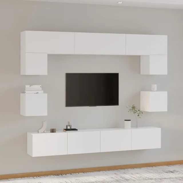 vidaXL 8-delige Tv-meubelset bewerkt hout wit, foto 2