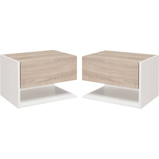 Homcom Nachtkastje van spaanplaat - 46x30x30cm - Meerkleurig Eikenhoutkleur