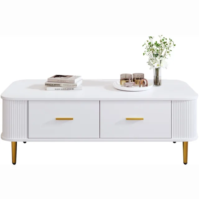 Merax Salontafel met 4 Lades - Wit met Gouden Accenten – 105 cm