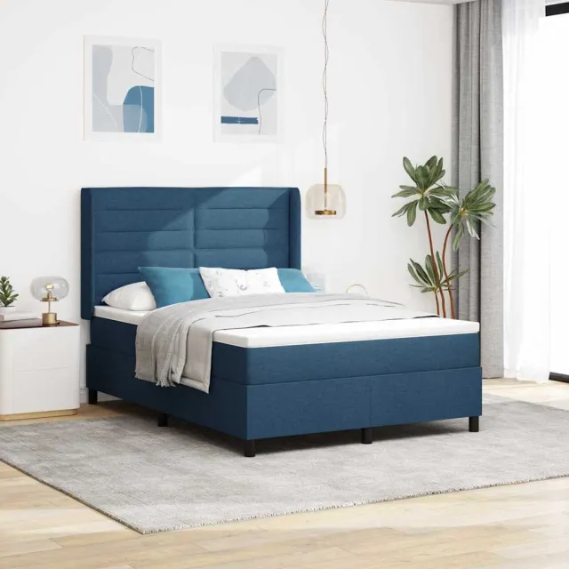 vidaXL Boxspringbed met kussen met hoofdeinde Blauw 200 x 160 cm Stof
