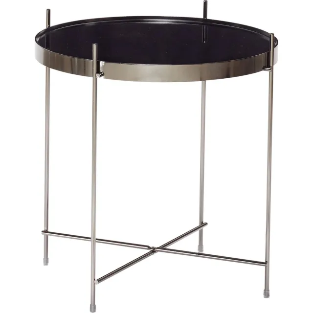 Hübsch INTERIOR - Grijze bijzettafel van metaal met spiegelblad - Ø43xh45cm Grijs