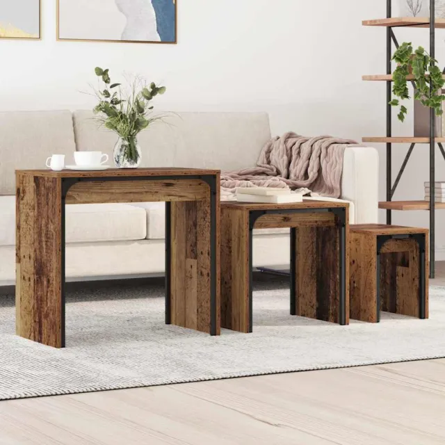 vidaXL Salontafel 3 st Oudhout 60 x 35 x 56 cm Bewerkt hout Bruin