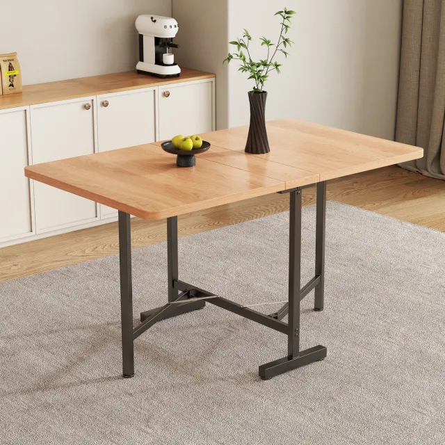 CHICFURN Eettafel - Uitschuifbaar - Opklapbaar - MDF - Amerikaans wit eiken