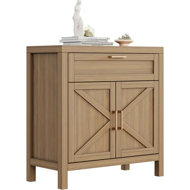 Triumpunpre Buffetkast - Dressoir Met 1 Lade En 2 Rot‑Look Deuren - Verstelbaar Binnenblad Met Zachte‑Sluit Scharnieren - Vrijstaande Opbergkast Voor Eetkamer, Keuken En Entree - Walnoot