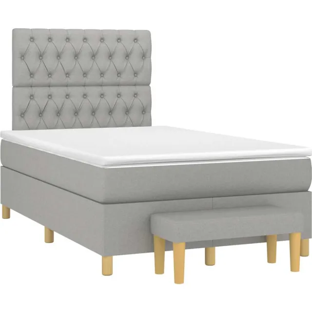 vidaXL Boxspring met matras stof lichtgrijs 120x190 cm grijs