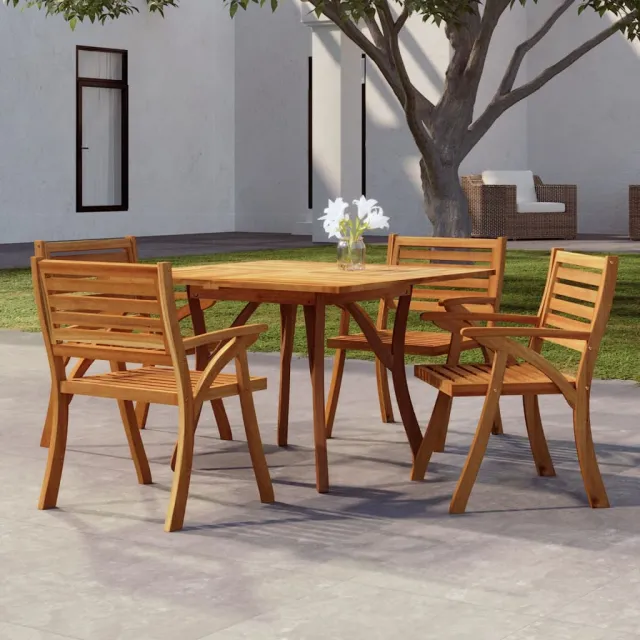 vidaXL Tuintafel 110x110x75 cm massief acaciahout bruin, foto 2