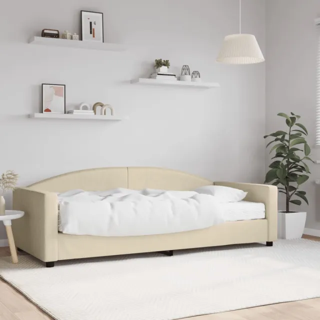 vidaXL Slaapbank met matras 90x200 cm stof crèmekleurig