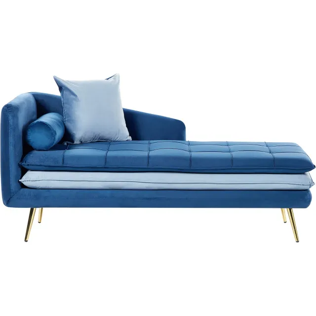 Beliani GONESSE - Chaise longue - Marineblauw - Fluweel