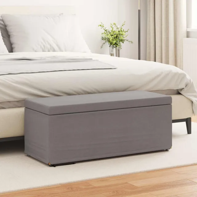 vidaXL Kruk Taupe 101 x 41 x 40 cm Stof en Geëngineerd Hout, foto 2