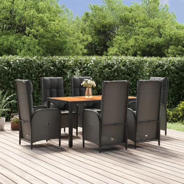 vidaXL 7-delige Tuinset met kussens poly rattan zwart, foto 2