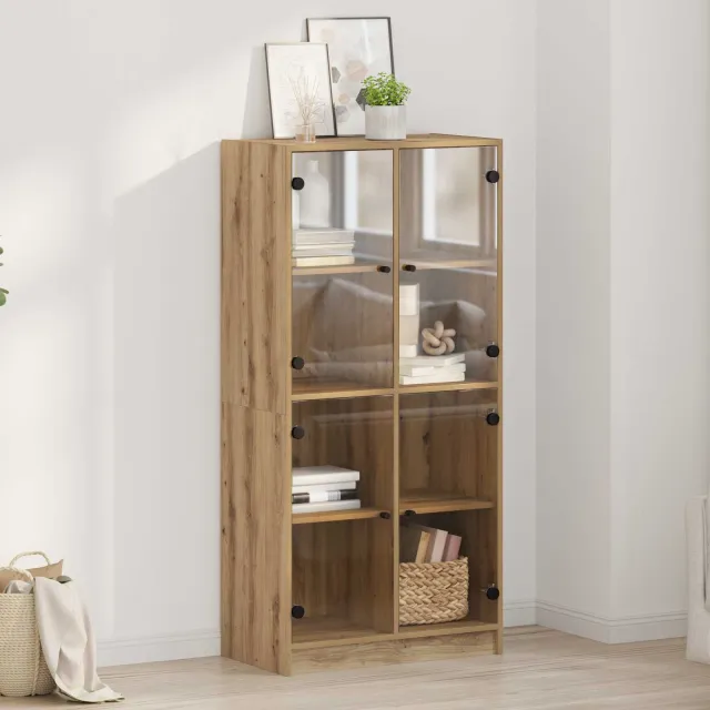 vidaXL Highboard Artisan Eiken 68 x 37 x 142 cm Bewerkt hout, foto 2