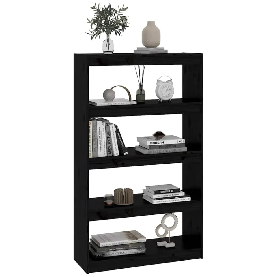 vidaXL Boekenkast/kamerscherm 80x30x135,5 cm massief grenenhout zwart