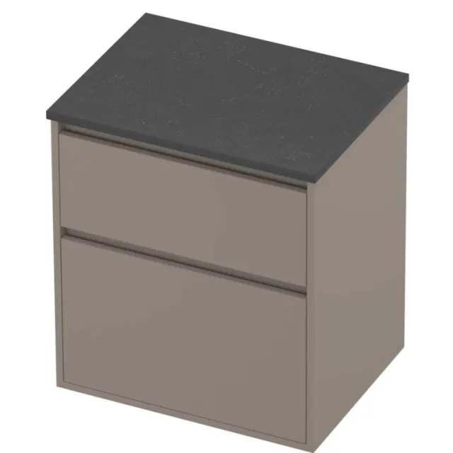 Proline Deck Badmeubelset Hardsteen Greeploos Asymmetrisch Kader 60x46x67 cm Blue Stone Clay Beige