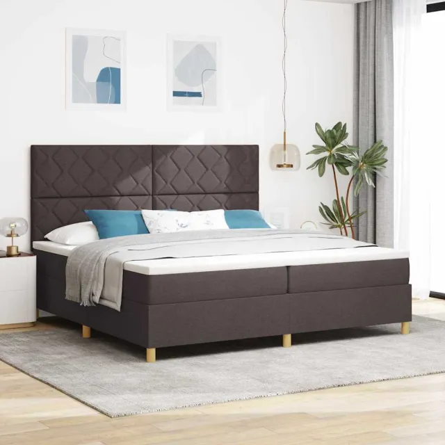 vidaXL Boxspringbed met hoofdeinde Donkerbruin 200 x 200 cm Stof