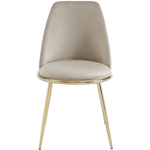 Vente-unique Set van 2 fluwelen en gouden metalen stoelen - Beige - NEBINA