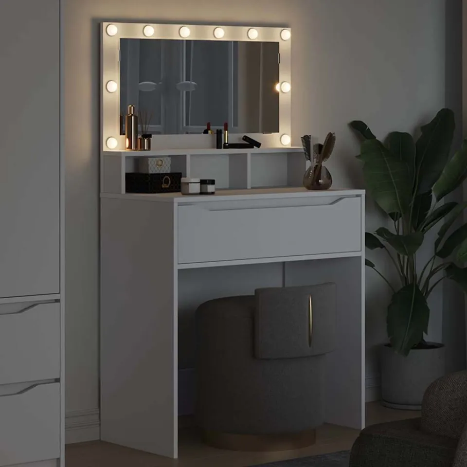 vidaXL Slaapkamer Kaptafels Wit 80 x 39,5 x 135 cm Bewerkt hout, foto 3