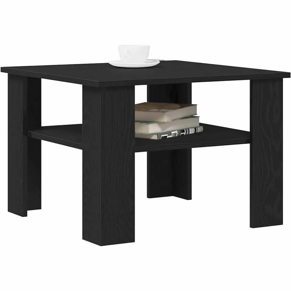 vidaXL Salontafel Zwart Eiken 60 x 60 x 42 cm Bewerkt hout