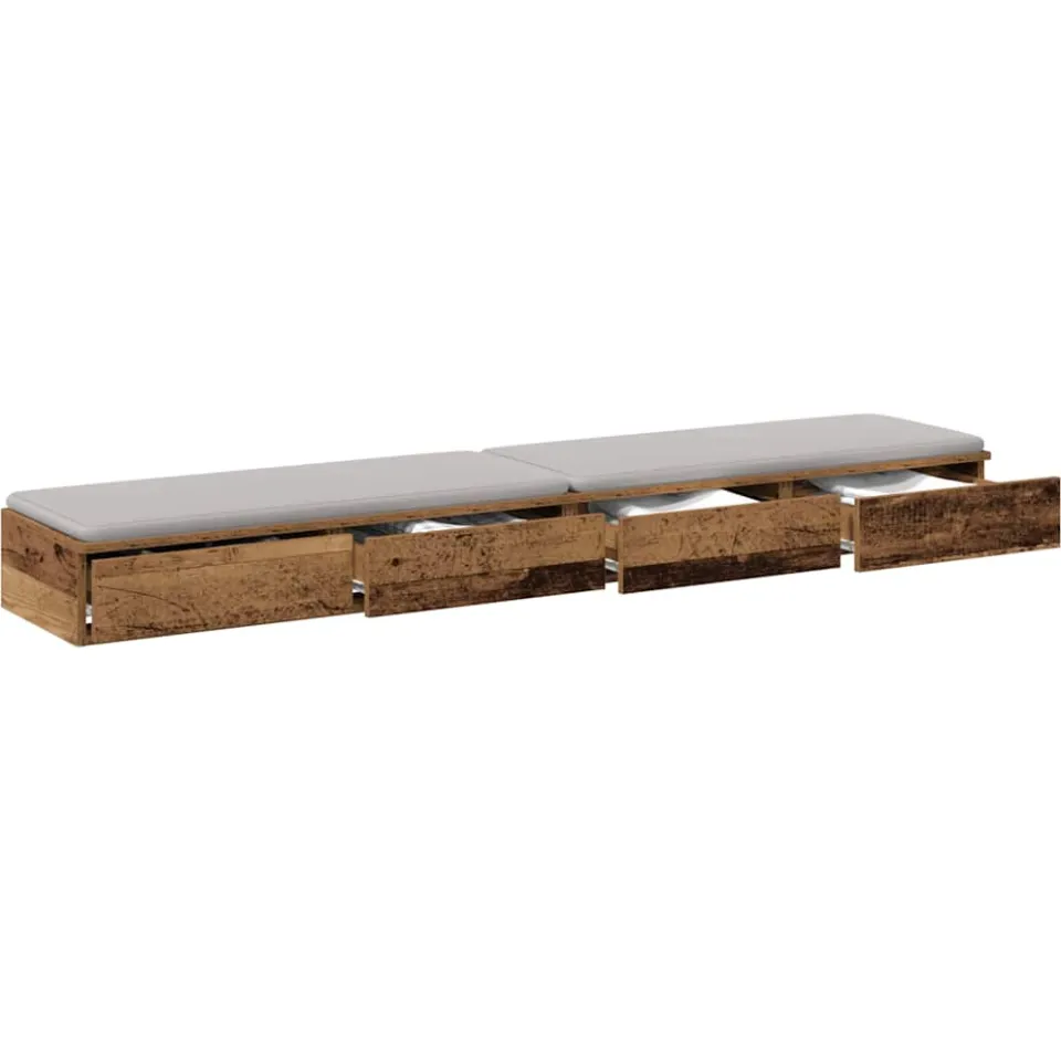 vidaXL Bedlades met lade Oudhout 180 x 36,5 x 16,5 cm Bewerkt hout wit