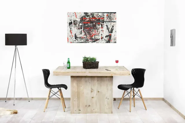 NordXL Steigerhouten vierkante tafel Pierre met kolompoot