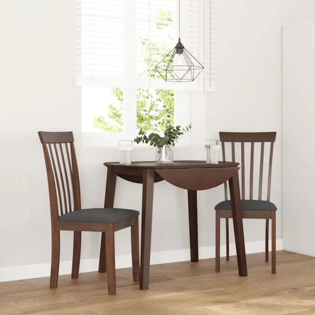 vidaXL Eetkamerstoelen met kussens 2 st massief hout rubber bruin, foto 2