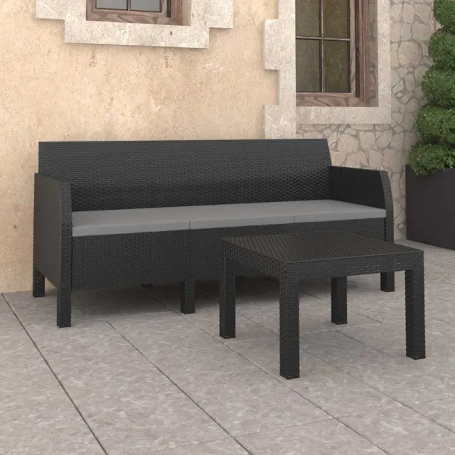 vidaXL 2-delige Loungeset met kussens PP rattan antracietkleurig, foto 2