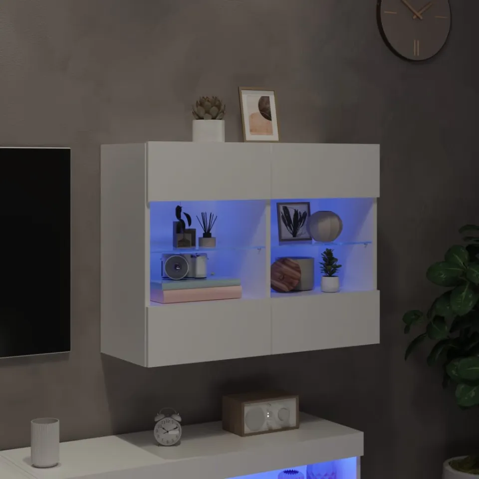 vidaXL Tv-wandmeubel met LED-verlichting 78,5x30x60,5 cm wit, foto 4