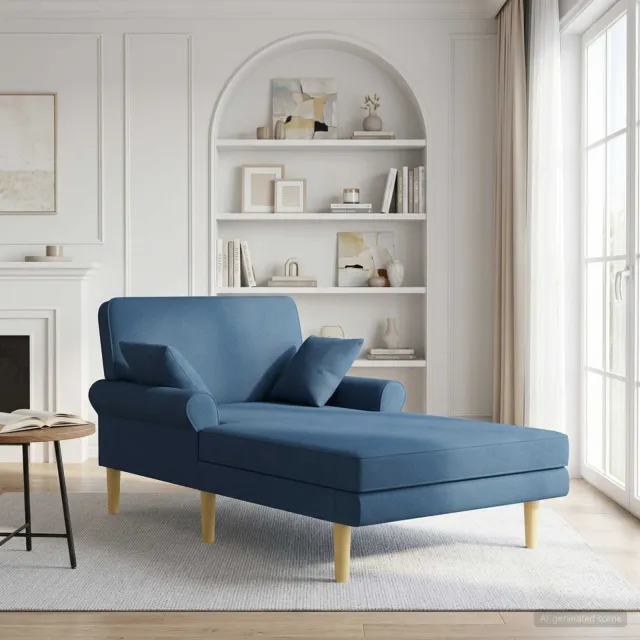 vidaXL Chaise longue Blauw Stof