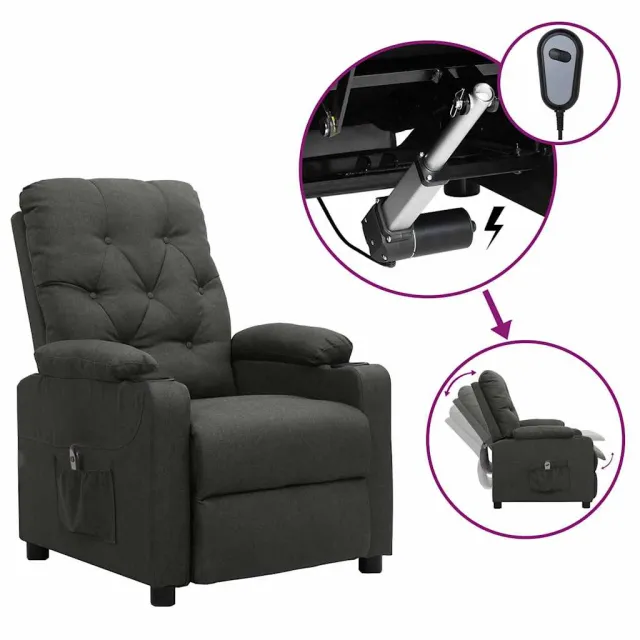 vidaXL Fauteuil elektrisch verstelbaar stof donkergrijs