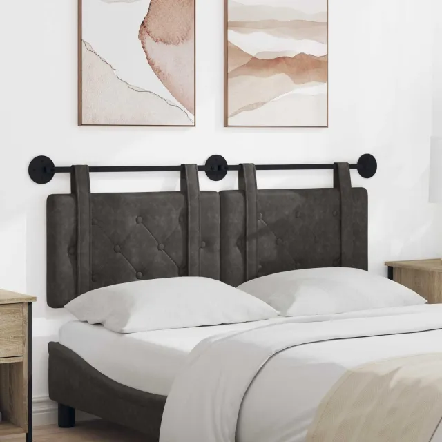 vidaXL Hangend hoofdbord Antiek PU Zwart