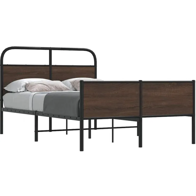 vidaXL Bedframe zonder matras bewerkt hout bruin eikenkleur 135x190 cm