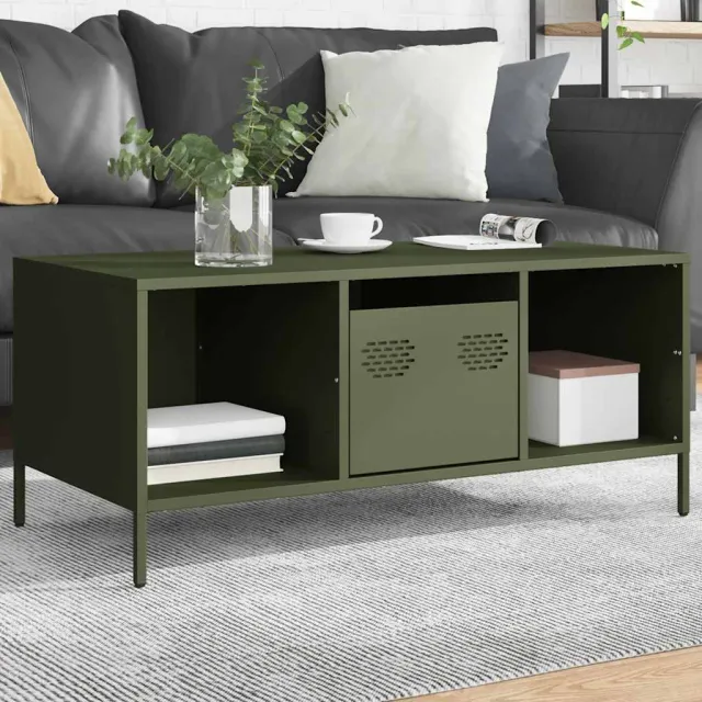 vidaXL Salontafel 101,5x50x43,5 cm koudgewalst staal olijfgroen, foto 2