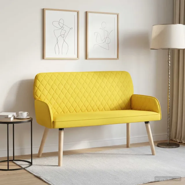 vidaXL 2-zitsbank met massief houten poten 2-zits Lichtgeel Lemon Chiffon
