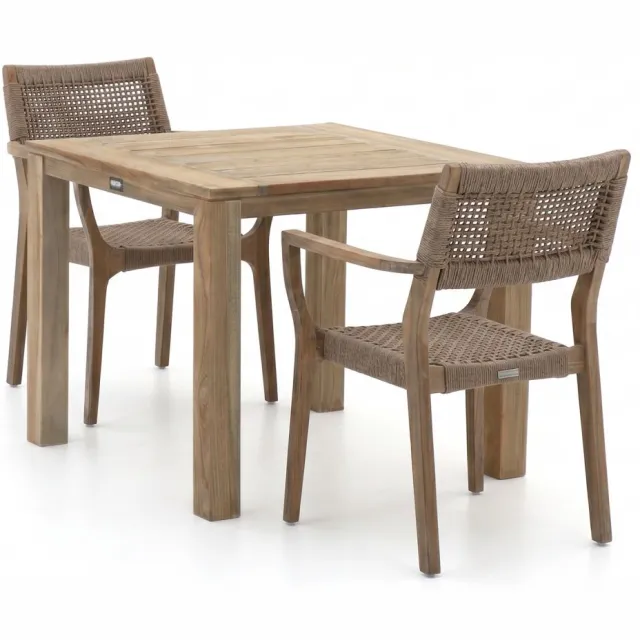 ROUGH Furniture ROUGH-L Rope/ROUGH-S 90cm dining tuinset 3-delig stapelbaar Grijs