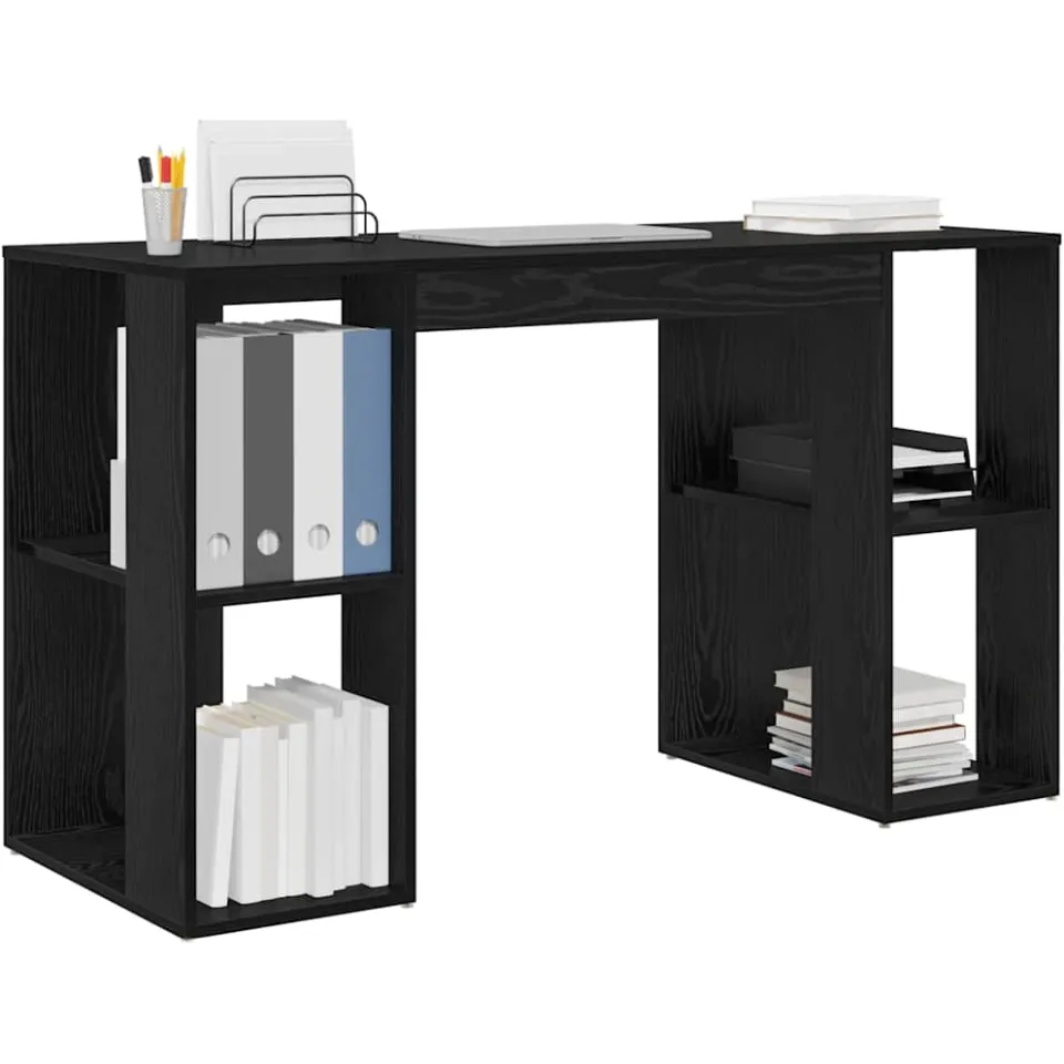 vidaXL Bureau Zwart Eiken 130 x 50,5 x 75 cm Bewerkt hout