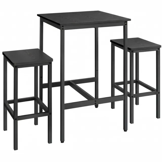 Klarven Bartafel Zwart - Bar Table - Bartafel met Krukken - Bartafel met Stoelen - Bartafel Set - Ruimtebesparend voor Keuken en Eetkamer - Stevig Metalen Frame