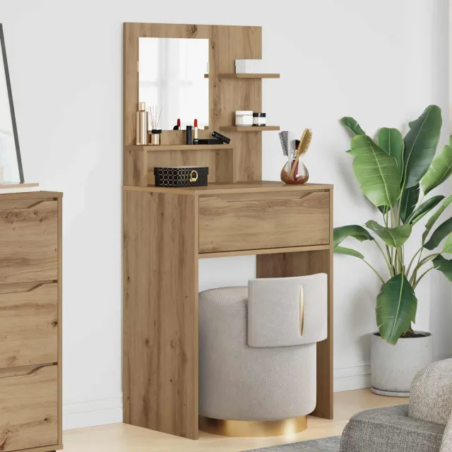 vidaXL Slaapkamer Kaptafels Artisanaal eiken 60 x 39,5 x 135 cm Bruin
