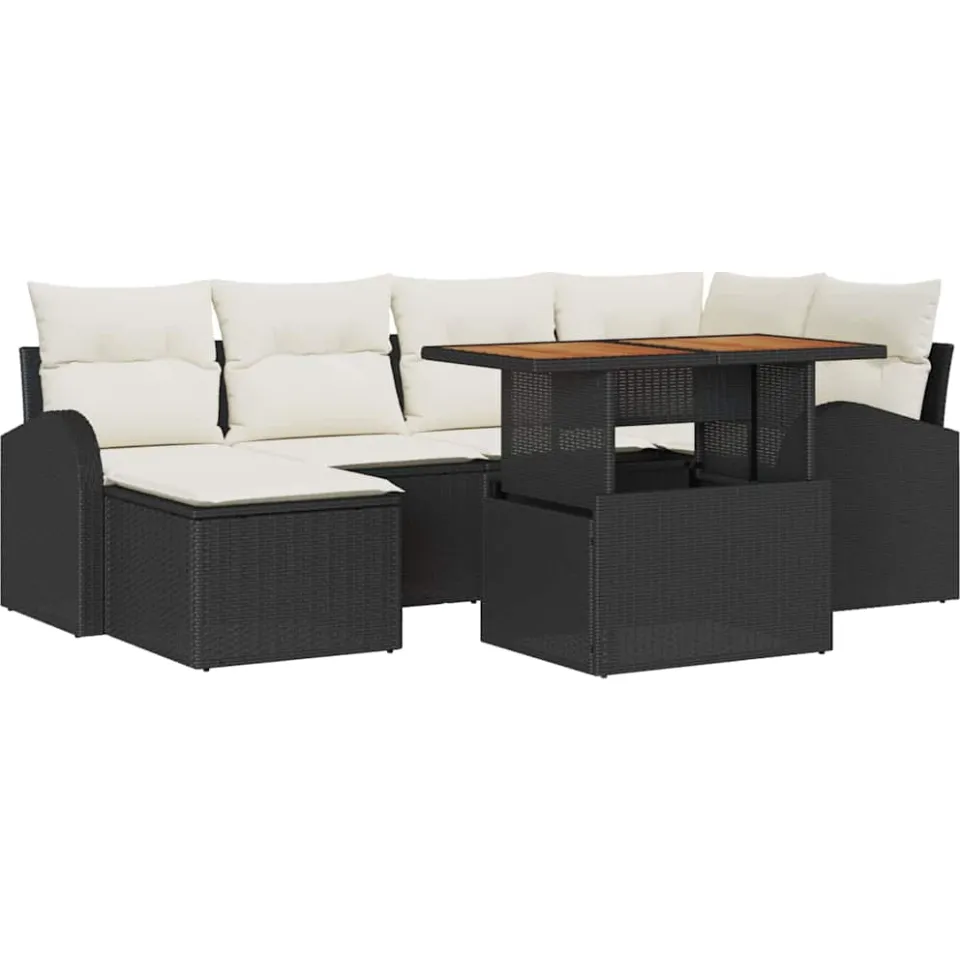 vidaXL Tuin Sofa Set 7 st Zwart Poly riet