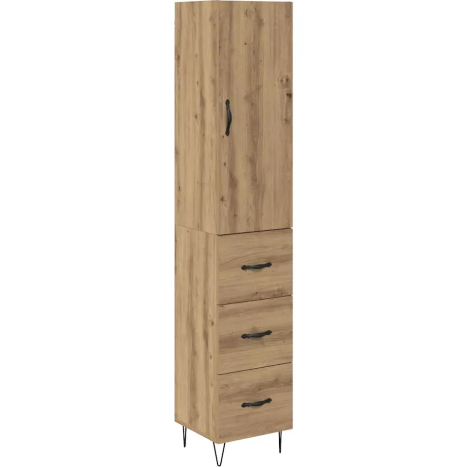 vidaXL Highboard Artisan Eiken 34,5 x 34 x 90 cm Bewerkt hout, foto 3