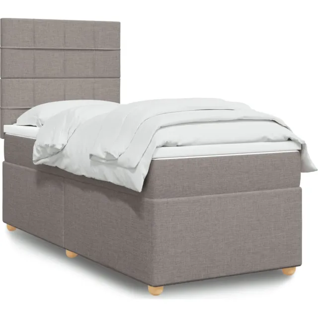 vidaXL Boxspring met matras stof taupe 80x200 cm