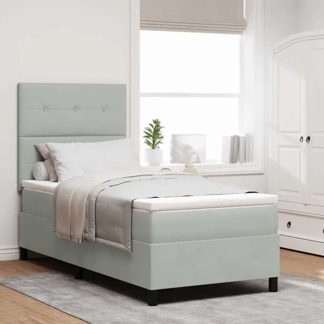 vidaXL LED Box Spring Bed Lichtgrijs 80 x 200 cm Fluweel