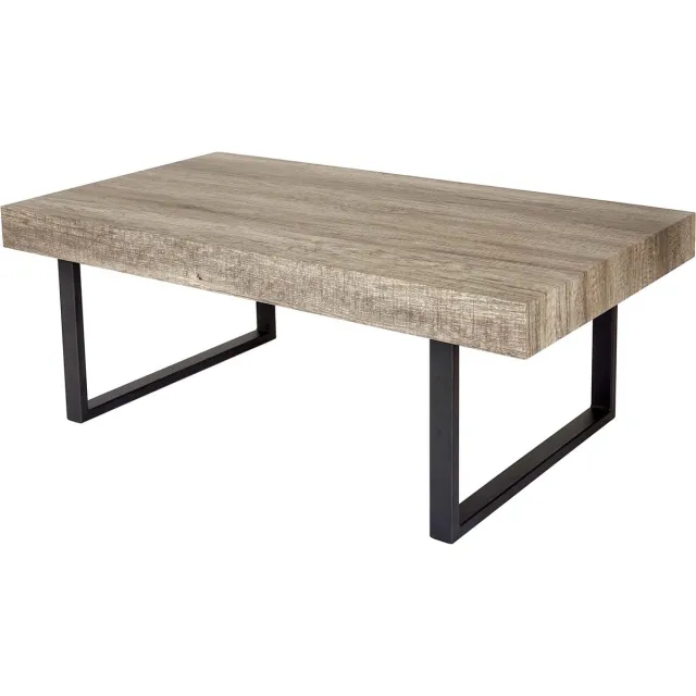MCW Kos T576 salontafel, woonkamertafel, 40x110x60cm MVG-gecertificeerd ~ wild eiken, donker metalen poten