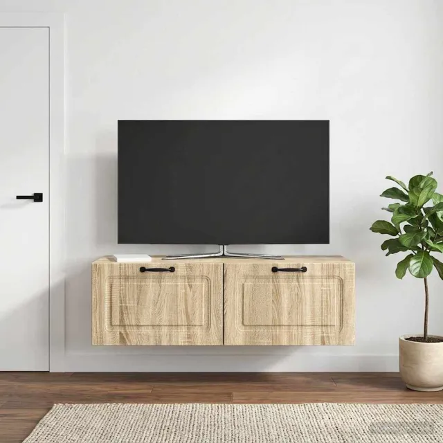 vidaXL Wandbeugel TV-kast Sonoma Eiken 98 x 41 x 30 cm Bewerkt hout Bruin