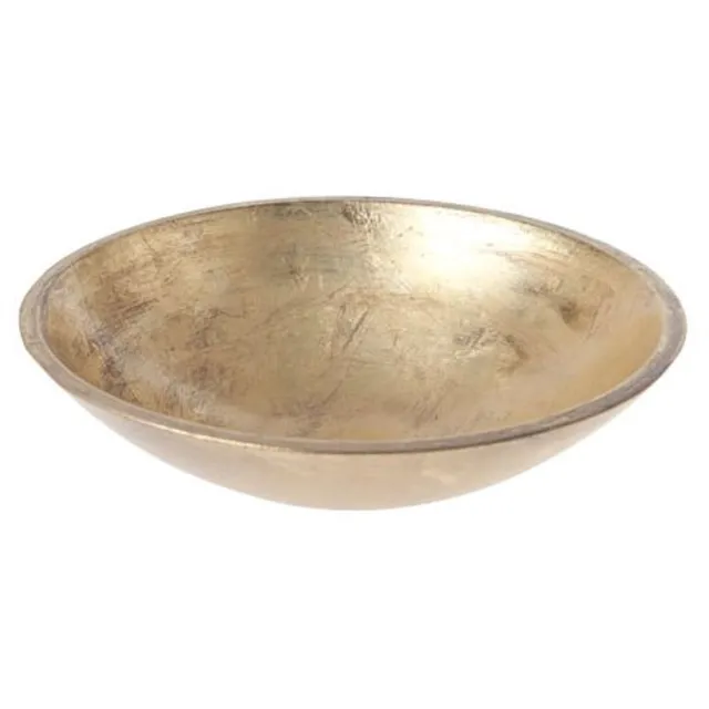 Cosy @ Home Schaal Goud Rond Hout 24,5x12xh7