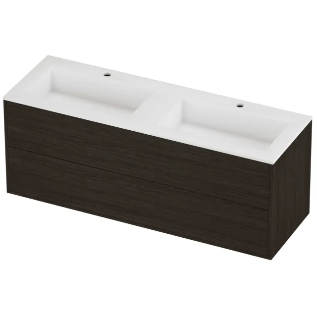 Proline Aristo Badmeubelset Polystone Elegant 2 Laden 140x46x54 cm Mat White Mokka Oak Eiken