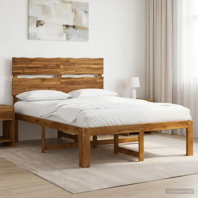 vidaXL Tweepersoonsbed met hoofdeinde ROSTOCK Naturel 152 x 203 cm