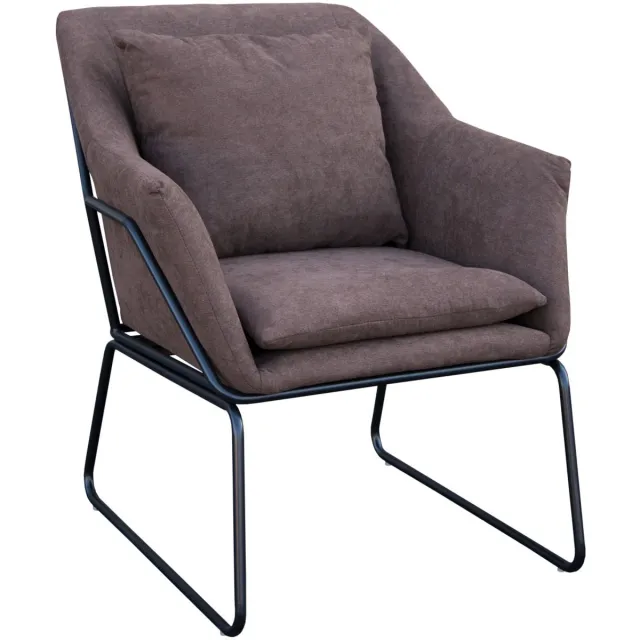 SVITA JOSIE loungestoel - gestoffeerd met armleuningen metalen frame fluwelen bekleding bruin