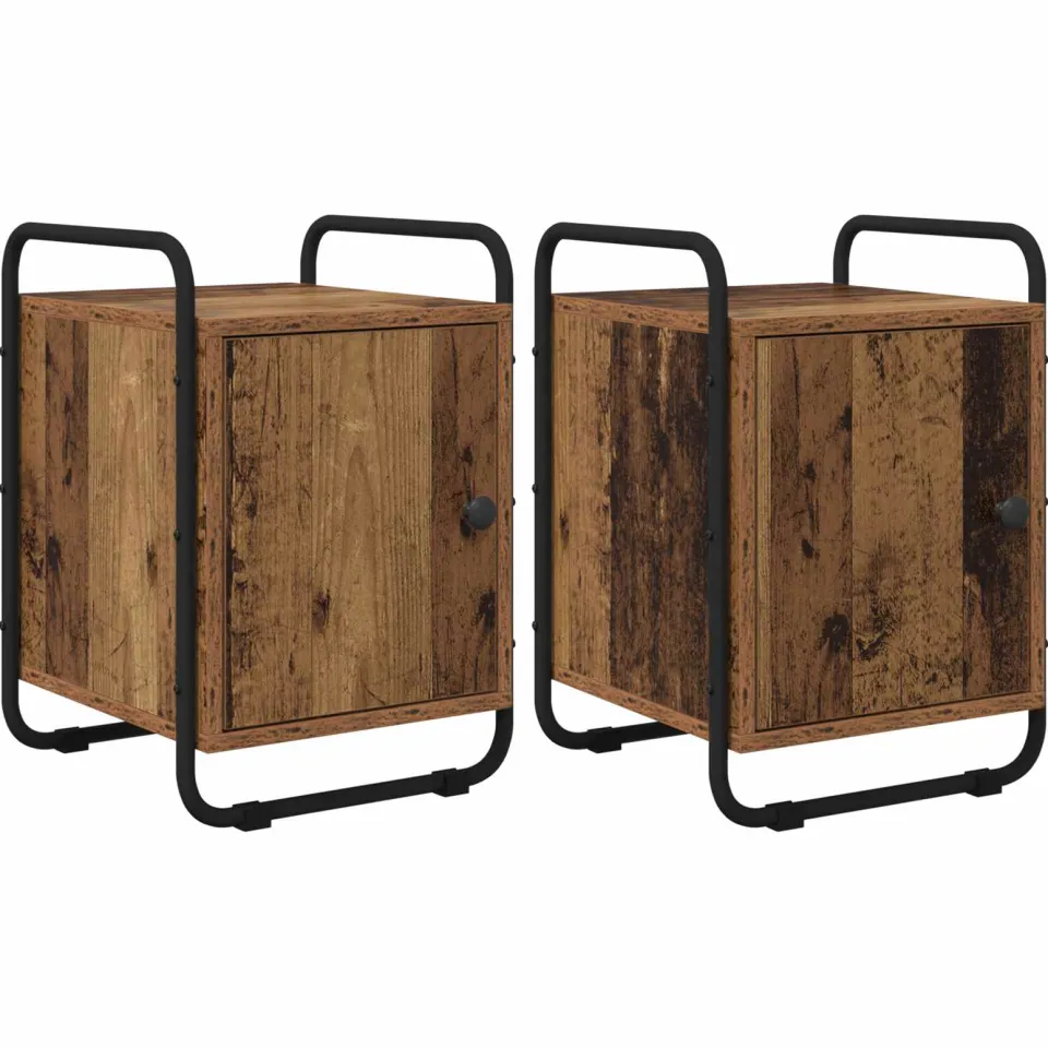 vidaXL Nachtkastje 2 st Oud hout Bewerkt hout bruin, foto 3